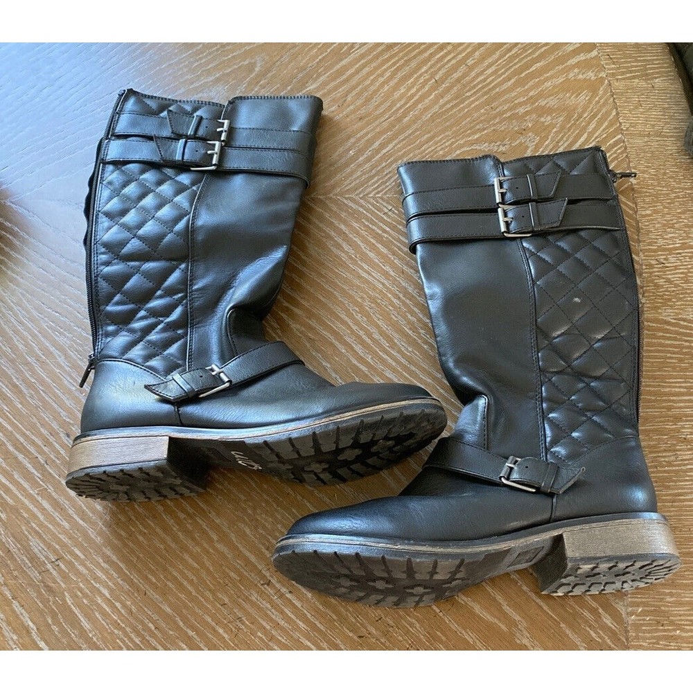 Steve Madden Black Knee High Riding Boots Buckles Size 5
